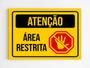 Imagem de Kit 10 Placas de sinalização atenção area restrita mdf a4