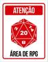 Imagem de Kit 10 Placas Decorativa Dado D20 Atenção Área De Rpg 36X46