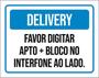 Imagem de Kit 10 Placas Delivery Favor Digitar Apto Bloco Interfone