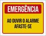 Imagem de Kit 10 Placas Emergência Ao Ouvir Alarme Afaste-Se 36X46