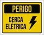 Imagem de Kit 10 Placas Perigo Cerca Elétrica Amarela 36X46