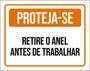 Imagem de Kit 10 Placas Proteja-Se Retire Anel Trabalhar 36X46