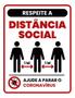 Imagem de Kit 10 Placas Respeite Distância Social 1 Metro 36X46