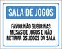 Imagem de Kit 10 Placas Sala Jogos Não Subir Mesas Retirar Jogos