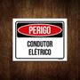 Imagem de Kit 10 Placas Sinalização - Perigo Condutor Elétrico