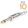 Imagem de Kit 10 Plug Conector P10 Mono Voik PRTM-P10 Com Mola Prata
