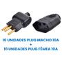 Imagem de Kit 10 Plug Macho 10a 2P+T com 10 Tomada Fêmea 10a 2P+T