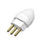 Imagem de Kit 10 Plugue Pino Macho 2p+t 10A Oco Branco Com Inmetro 110V/220V Bivolt