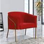 Imagem de Kit 10 Poltrona Cadeira Roni Luxo Industrial Ferro Dourado Suede Vermelho - Ahazzo Móveis