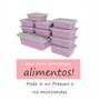 Imagem de Kit 10 Potes 4 Litro Retangular Marmita Fitnees Lavável Rosa