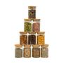 Kit 10 potes de vidro 250ml com tampa de bambu herméticos redondos - Tüd - TUD Imagem de Kit 10 potes de vidro 250ml com tampa de bambu herméticos redondos - Tüd