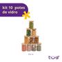 Kit 10 potes de vidro 250ml com tampa de bambu herméticos redondos - Tüd - TUD Imagem de Kit 10 potes de vidro 250ml com tampa de bambu herméticos redondos - Tüd