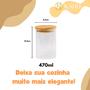 Imagem de kit 10 Potes De Vidro Borossilicato Com Tampa De Bambu 470ml