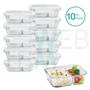 Imagem de Kit 10 Potes Hermético Marmita de Vidro Retangular Com Divisória 700ml Com Tampa BPA Free: Cozinha Organizada, Sustentabilidade e Alimentos Frescos