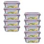 Imagem de Kit 10 Potes Retangular 4 Travas Marmita Canelado 640ml