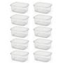 Imagem de Kit 10 Potes Retangulares 520ml Transparente com Tampa BPA FREE