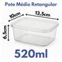 Imagem de Kit 10 Potes Retangulares 520ml Transparente com Tampa BPA FREE