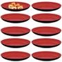 Imagem de Kit 10 Pratos Redondo Raso 20cm em Melamina/Plastico para Petiscos e Sushi Vermelho  Fuxing 