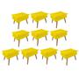 Imagem de Kit 10 Puff Opala decorativo  Pés em Madeira Sala de Estar Recepção Consultório Suede Amarelo - KDAcanto Móveis