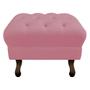 Imagem de Kit 10 Puff Retrô Capitonê Decorativo  Pé em Madeira Sala de Estar Recepção Escritório material sintético Rosa Bebê - Damaffê Móveis