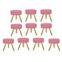 Imagem de Kit 10 Puff Sofia Redondo Decorativo  Pé Palito Sala de Estar Recepção Escritório Suede Rosa Bebê - Damaffê Móveis