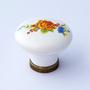 Imagem de Kit 10 Puxador Porcelana Gaveta Móvel Cerâmica Floral Retrô