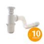 Imagem de Kit 10 Sifão Sanfonado Copo Universal Branco Extensível 50cm