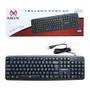 Imagem de Kit 10 Teclados Com Fio 2.0 Usb 110 Tecla Ergonômico Atacado
