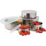 Imagem de KIT 10 Tigelas Aço Inox Potes Bowl C/ Tampa