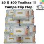 Imagem de Kit 10 Toalhas Umedecidas Lenço Infantil Isababy Tradicional com 100 Unidades Tampa Flip Flop