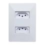Imagem de Kit 10 Tomada Dupla 2p+t 10A Com Placa Espelho Branco Bivolt 127v e 250v Linha Dubai