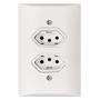 Imagem de Kit 10 Tomada Dupla 2p+t 20A Com Placa Espelho Branco Bivolt 127V e 250V Com Inmetro
