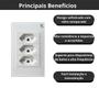 Imagem de Kit 10 Tomada Tripla 3 Entradas 2p+t 10/20 Branco Temperado