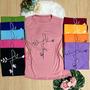 Imagem de kit 10 unidades Camiseta blusa feminina muito barato preço atacado estampada cores variadas