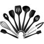 Imagem de Kit 10 Utensílios Cozinha Alta Temperatura Silicone Original Premium Reforçado - Preto ou Vermelho