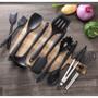 Imagem de Kit 10 Utensílios Cozinha Alta Temperatura Silicone Original Premium Reforçado - Preto ou Vermelho