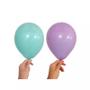 Imagem de Kit 100 Balões Bexiga N 7 Candy Color Lilás + Verde Chá Revelação Decoração Chá de bebê Artigo de Festa