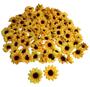 Imagem de Kit 100 flores de girassol artificial, sem cabo, 4 cm