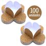 Imagem de Kit 100 Forminhas 4 Pétalas Para Doces Finos Brigadeiros Imita Glitter Formas Festas Aniversários Casamentos