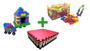 Imagem de Kit 100 lig barras para montar infantil + 2 tatames antiderrapantes 1x1 + 100 peças de multi blocos para montar infantil