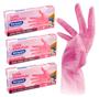 Imagem de Kit 100 Luvas Plásticas VInilflex Rosa Descartável Tam P M G Resistente TPE S/ Pó Elástica Resistente Bompack