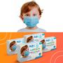 Imagem de Kit 100 Máscara Descartável Infantil Tripla C/ Clip Nasal