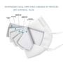 Imagem de Kit 100 Máscaras PFF2 KN95 N95 Brancas com 5 Camadas Meltblow Bfe 98% + Feltro de Coton + Tnt Spunbond + Anvisa CE FDA