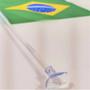 Imagem de Kit 100 Mini Haste Suporte Branco Bandeira Brasil C/Ventosa