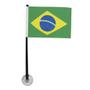 Imagem de Kit 100 Mini Haste Suporte Branco Bandeira Brasil C/Ventosa