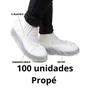 Imagem de kit 100 Propé 100 toucas 100 mascara TNT branco  descartavel