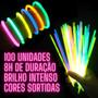 Imagem de Kit 100 Pulseiras Neon Festa Balada Brilho Fluorescente Led