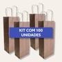 Imagem de Kit 100 Sacolas Kraft para Garrafas 14x39x9 - Resistentes para 1 ou 2 Garrafas de Vinho ou Bebidas