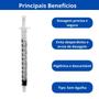 Imagem de Kit 100 unid. seringa plástica descartável 01 ml sem agulha