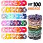 Imagem de Kit 100 Unidade. Xuxinha de Cetim / scrunchies - elastico de cabelo